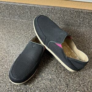 Olukai Black Textile Mesh Slip On Shoes Women's Size 8.5 Comfort Casual Flats